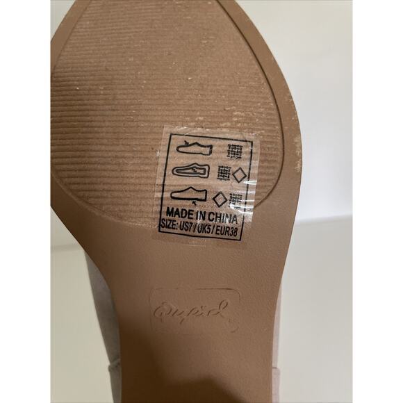 Qupid Booties Boots Taupe Women’s Size 7 Square Block Heel Cowgirl Rodeo Country - Picture 7 of 10